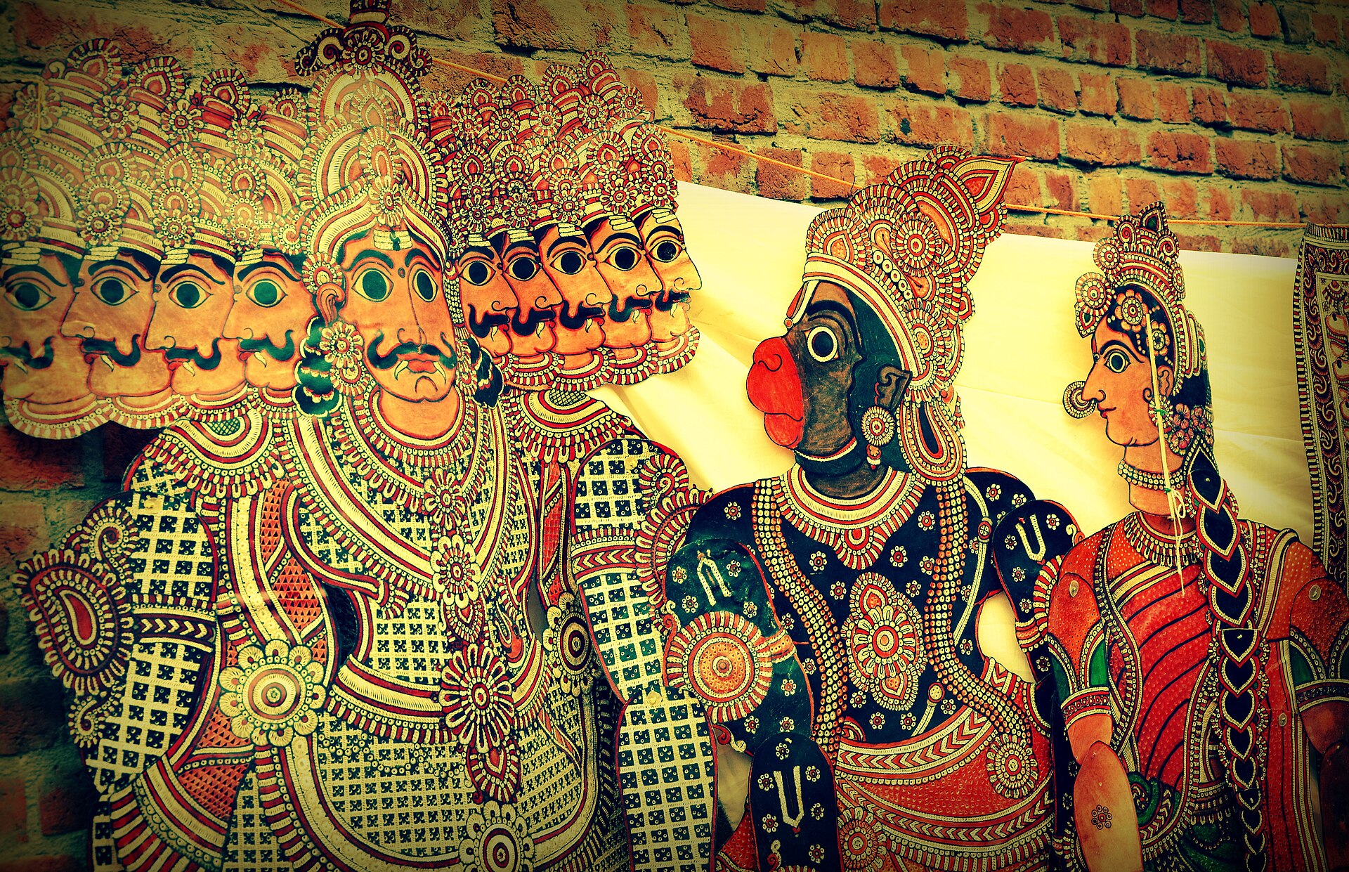 Hanuman and Ravana in Tholu Bommalata, the shadow puppet tradition of Andhra Pradesh, India