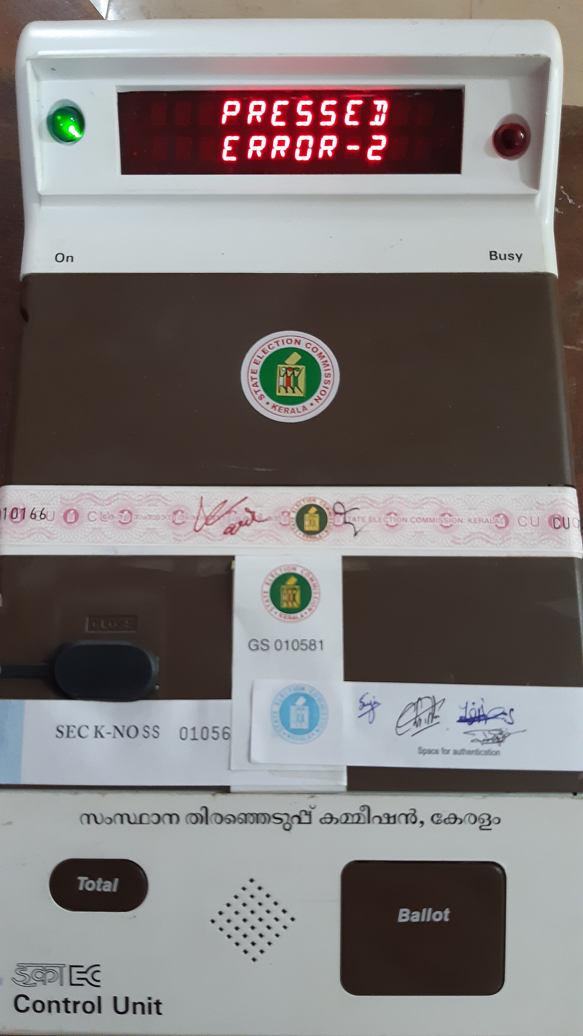 Contr Unit of Electronic Voting Machine