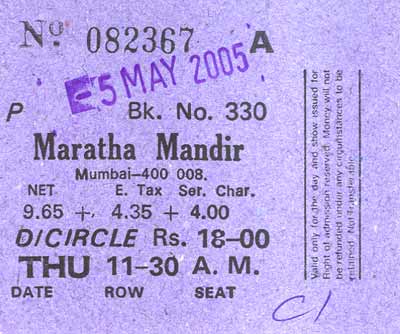 Maratha Mandir Ticket | Indian Press A vintage Maratha Mandir film ticket, representing the history of Bollywood and Indian cinema.