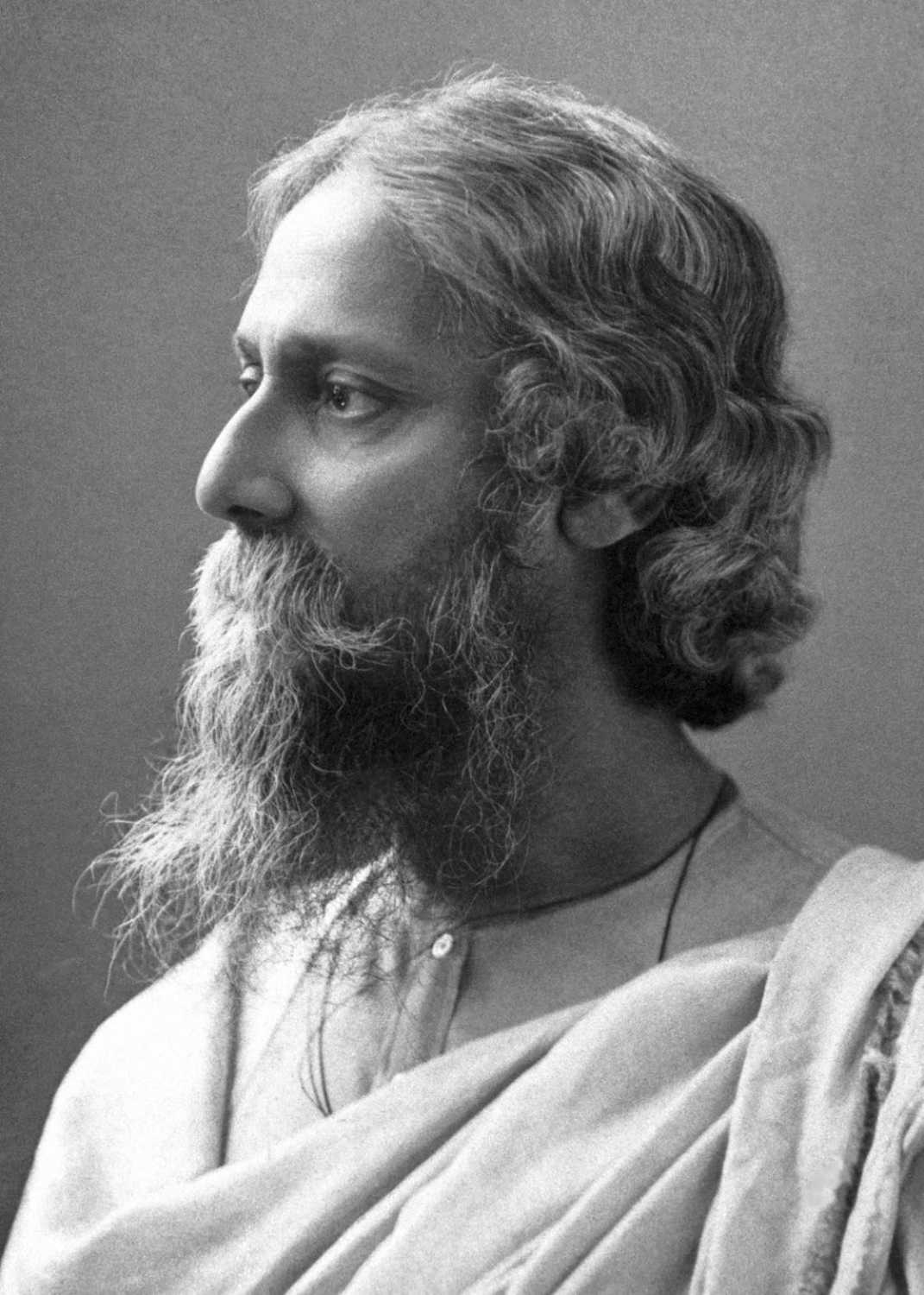 Rabindranath Tagore | Indian Press A portrait of Rabindranath Tagore, a Bengali poet and Nobel laureate, highlighting India's literary connections.