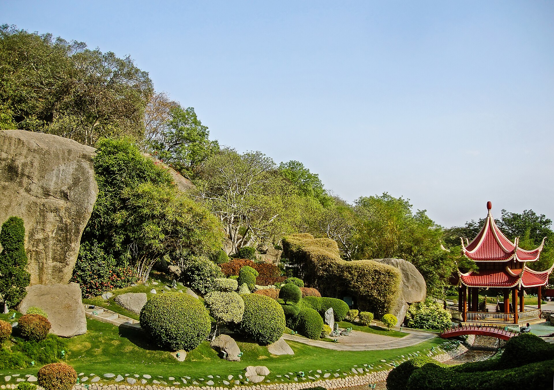 Ramoji Film City | Indian Press A landscaped garden with a Chinese pavilion is featured at Ramoji Film City in Hyderabad.